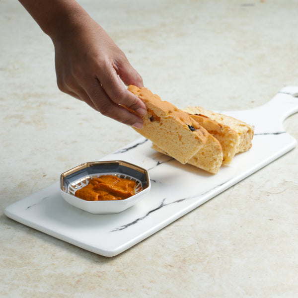 Rectangle Marble Platter White - Ceramic platter, serving platter, fruit platter | Plates for dining table & home decor