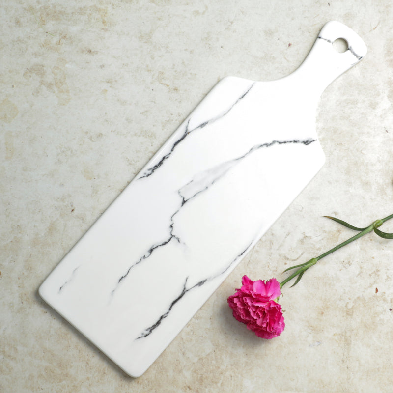 Rectangle Marble Platter White - Ceramic platter, serving platter, fruit platter | Plates for dining table & home decor