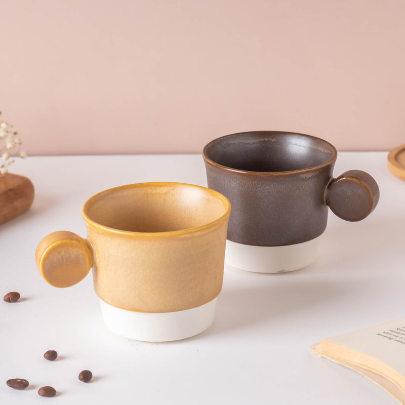 Stackable Ceramic Cup Brown 200 ml- Tea cup, coffee cup, cup for tea | Cups and Mugs for Office Table & Home Decoration