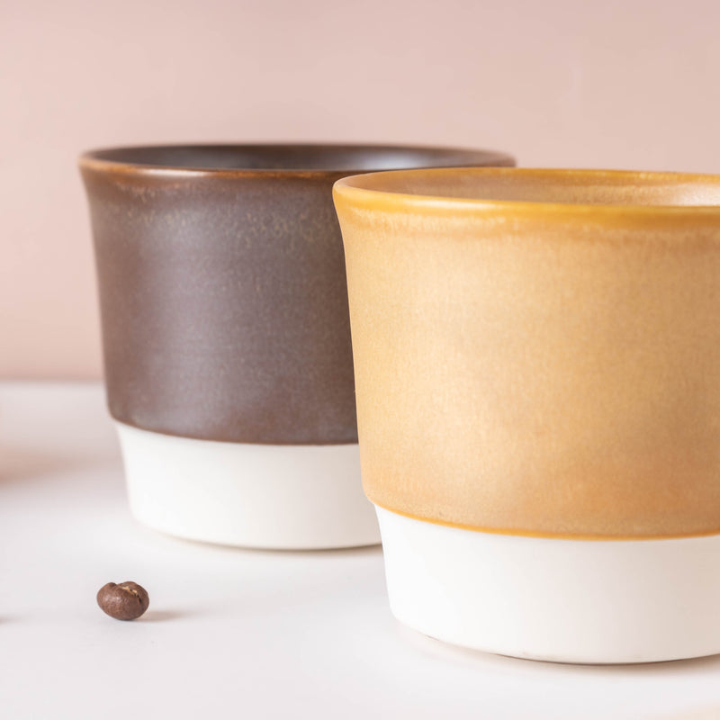 Stackable Ceramic Cup Beige 200 ml- Tea cup, coffee cup, cup for tea | Cups and Mugs for Office Table & Home Decoration