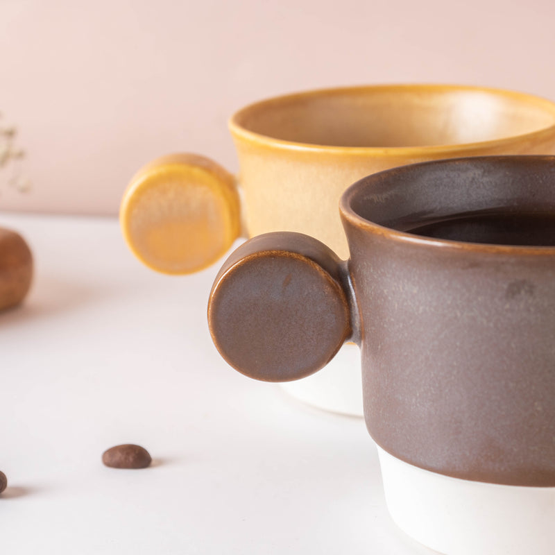 Stackable Ceramic Cup Brown 200 ml- Tea cup, coffee cup, cup for tea | Cups and Mugs for Office Table & Home Decoration