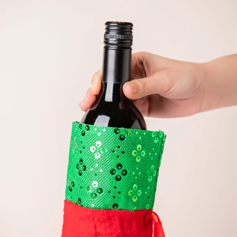 Reindeer Christmas Gift Bag For Wine Red