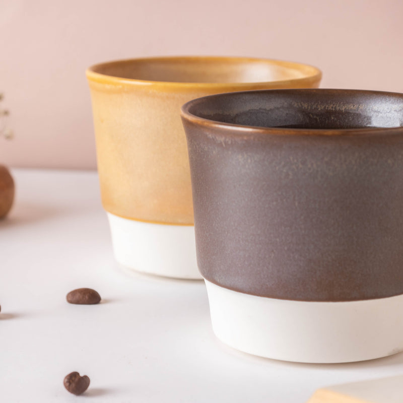 Stackable Ceramic Cup Brown 200 ml- Tea cup, coffee cup, cup for tea | Cups and Mugs for Office Table & Home Decoration