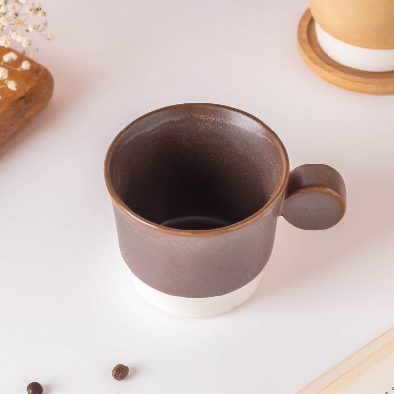 Stackable Ceramic Cup Brown 200 ml- Tea cup, coffee cup, cup for tea | Cups and Mugs for Office Table & Home Decoration