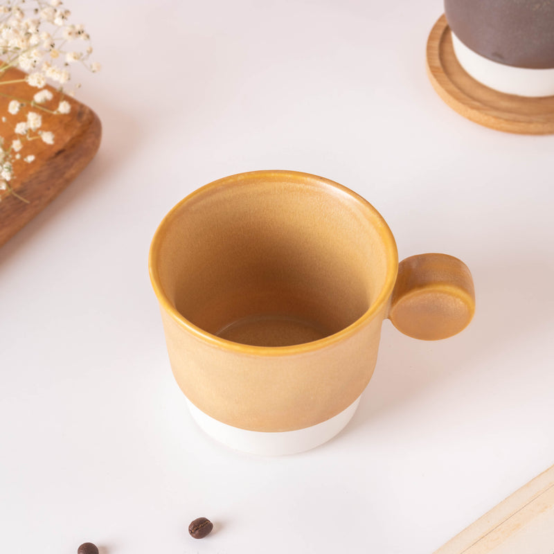 Stackable Ceramic Cup Beige 200 ml- Tea cup, coffee cup, cup for tea | Cups and Mugs for Office Table & Home Decoration