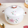 Sakura White Casserole Pot Large - Serving bowl with lid, ceramic bowls with lids, noodle bowl, oven bowl, bowl with handle | Bowls for dining table & home decor