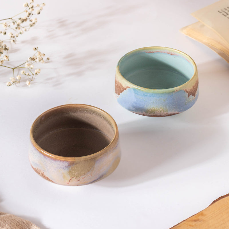 Small Beige Ombre Dip Bowl 100 ml - Bowl, ceramic bowl, dip bowls, chutney bowl, dip bowls ceramic | Bowls for dining table & home decor 