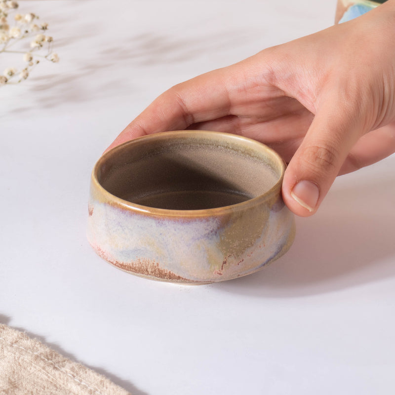 Small Beige Ombre Dip Bowl 100 ml - Bowl, ceramic bowl, dip bowls, chutney bowl, dip bowls ceramic | Bowls for dining table & home decor 