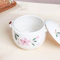 Sakura White Casserole Pot Medium - Serving bowl with lid, ceramic bowls with lids, noodle bowl, oven bowl, bowl with handle | Bowls for dining table & home decor