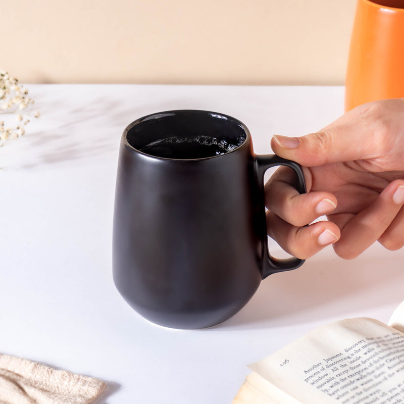 Jet Black Coffee Mug 300 ml- Mug for coffee, tea mug, cappuccino mug | Cups and Mugs for Coffee Table & Home Decor