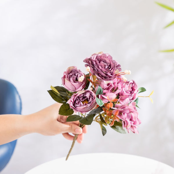 Rose Bouquet Purple - Artificial flower | Flower for vase | Home decor item | Room decoration item