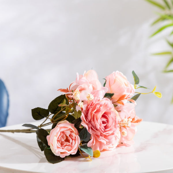 Rose Bouquet Pink - Artificial flower | Flower for vase | Home decor item | Room decoration item
