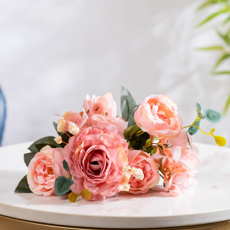 Rose Bouquet Pink - Artificial flower | Flower for vase | Home decor item | Room decoration item