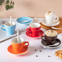 Glazed Ceramic Orange Cup Set 150 ml- Tea cup, coffee cup, cup for tea | Cups and Mugs for Office Table & Home Decoration