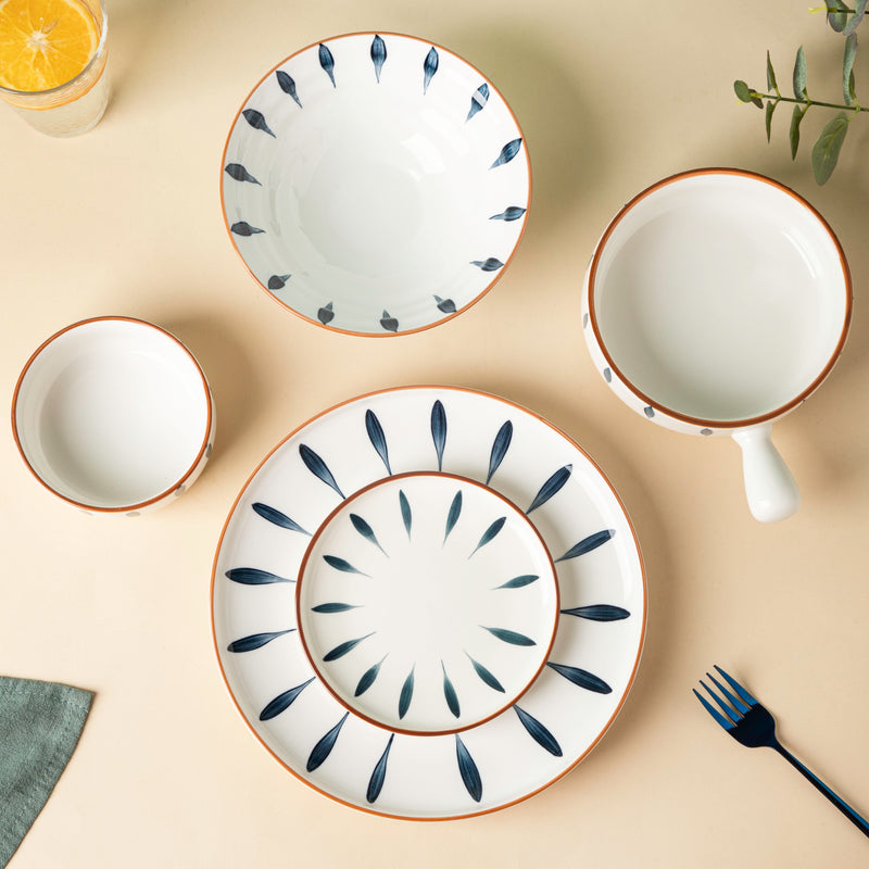 Teardrop Blue 21 Piece Dinner Set For 6