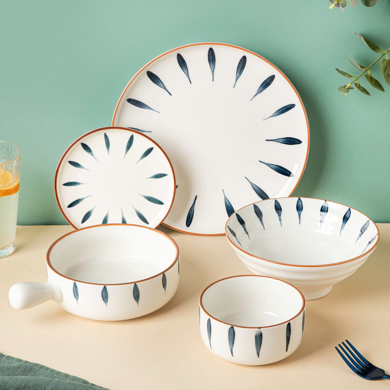 Teardrop Blue 21 Piece Dinner Set For 6
