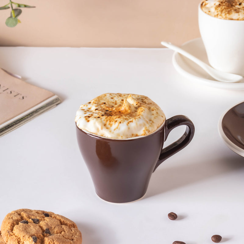 Glazed Ceramic Brown Cup Set 150 ml- Tea cup, coffee cup, cup for tea | Cups and Mugs for Office Table & Home Decoration