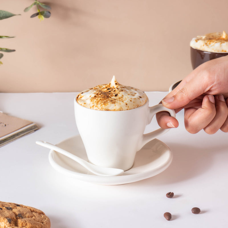 Glazed Ceramic White Cup Set 150 ml- Tea cup, coffee cup, cup for tea | Cups and Mugs for Office Table & Home Decoration