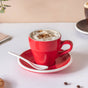 Glazed Ceramic Red Cup Set 150 ml- Tea cup, coffee cup, cup for tea | Cups and Mugs for Office Table & Home Decoration