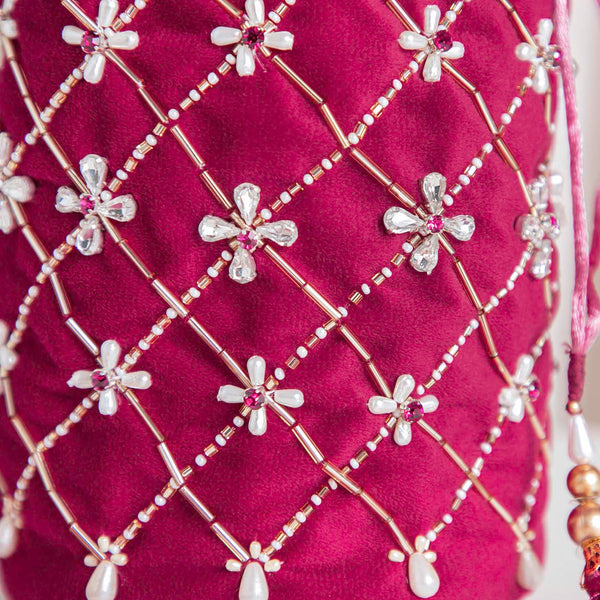 Phulvari Velvet Potli Bag Maroon