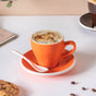 Glazed Ceramic Orange Cup Set 150 ml- Tea cup, coffee cup, cup for tea | Cups and Mugs for Office Table & Home Decoration