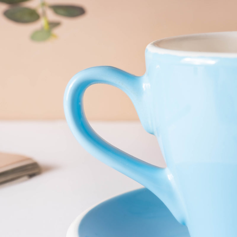Glazed Ceramic Blue Cup Set 150 ml- Tea cup, coffee cup, cup for tea | Cups and Mugs for Office Table & Home Decoration