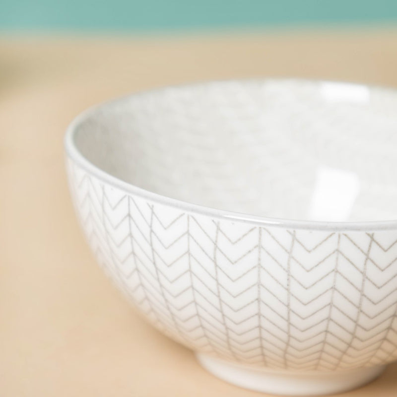 Chevron Grey Soup Bowl 400ml Set Of 2 - Bowl,ceramic bowl, snack bowls, curry bowl, popcorn bowls | Bowls for dining table & home decor