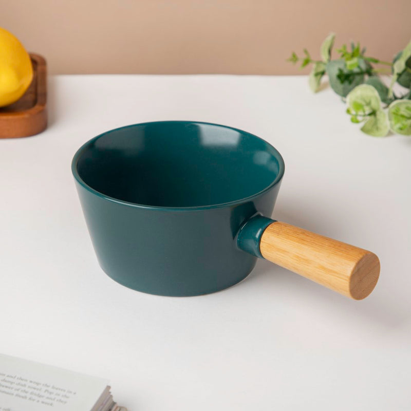 Green Bowl With Handle - Serving bowls, noodle bowl, snack bowl, curry bowl | Bowls for dining & home decor