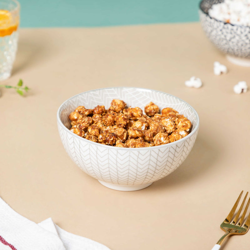 Chevron Grey Soup Bowl 400ml Set Of 2 - Bowl,ceramic bowl, snack bowls, curry bowl, popcorn bowls | Bowls for dining table & home decor