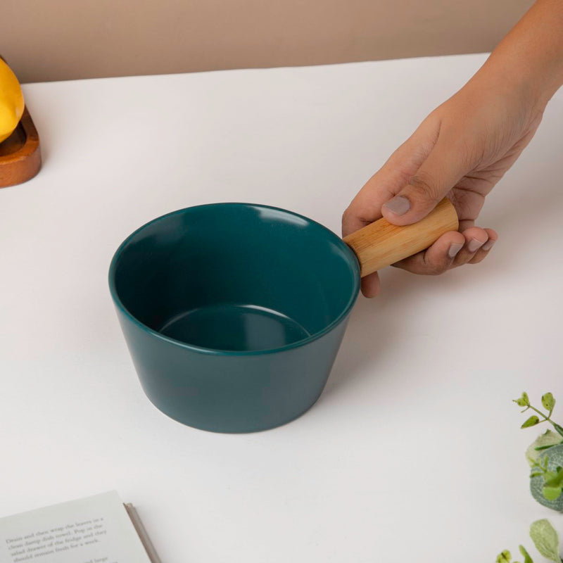 Green Bowl With Handle - Serving bowls, noodle bowl, snack bowl, curry bowl | Bowls for dining & home decor