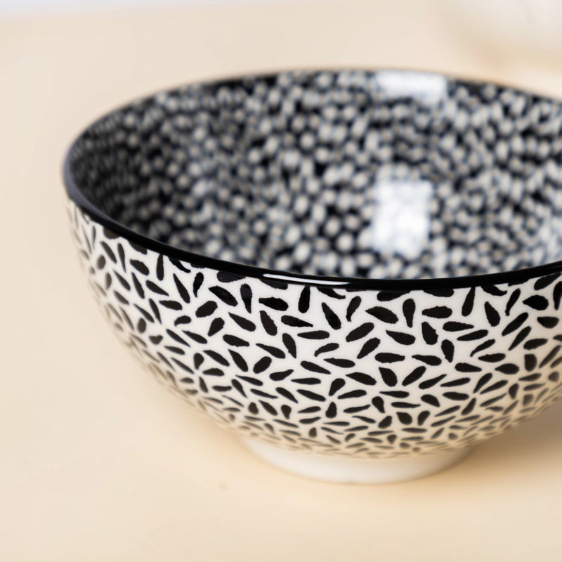 Black And White Snack Bowl 400ml Set Of 2 - Bowl, soup bowl, ceramic bowl, snack bowls, curry bowl, popcorn bowls | Bowls for dining table & home decor