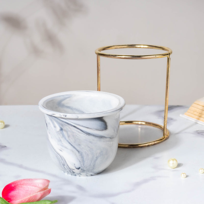 Botanica Marble Grey Planter with Stand - Indoor planters and flower pots | Home decor items