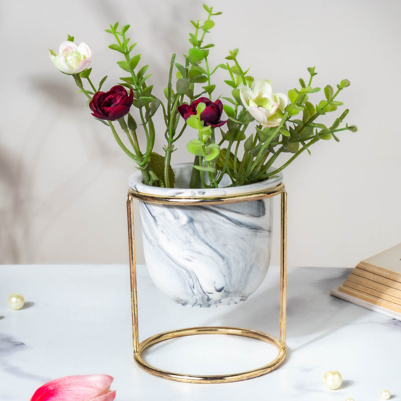 Botanica Marble Grey Planter with Stand - Indoor planters and flower pots | Home decor items