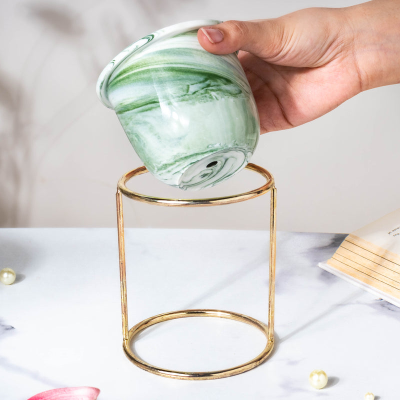 Botanica Marble Green Planter with Stand - Indoor planters and flower pots | Home decor items