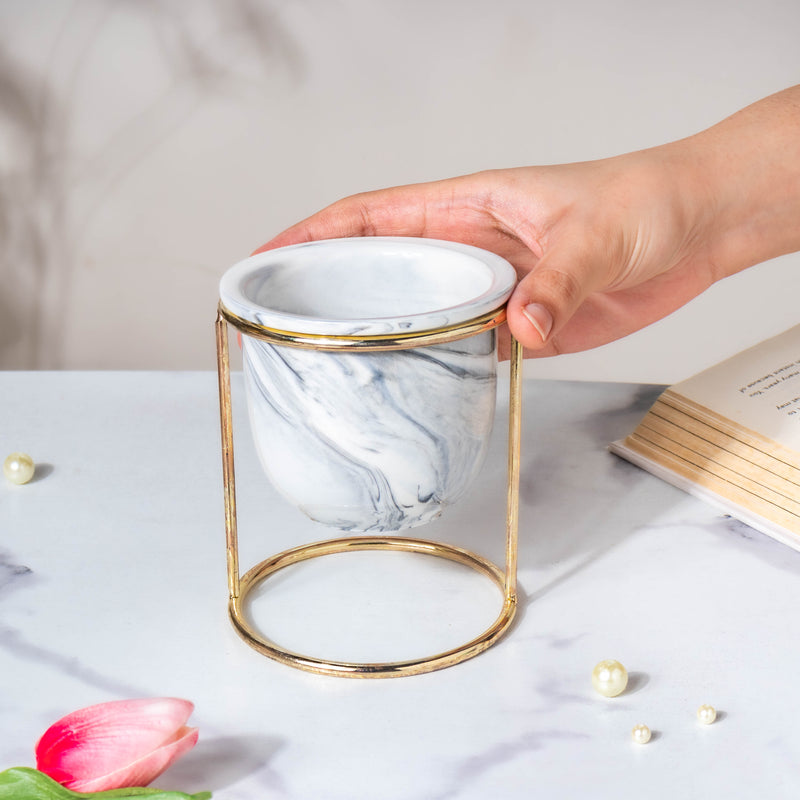 Botanica Marble Grey Planter with Stand - Indoor planters and flower pots | Home decor items