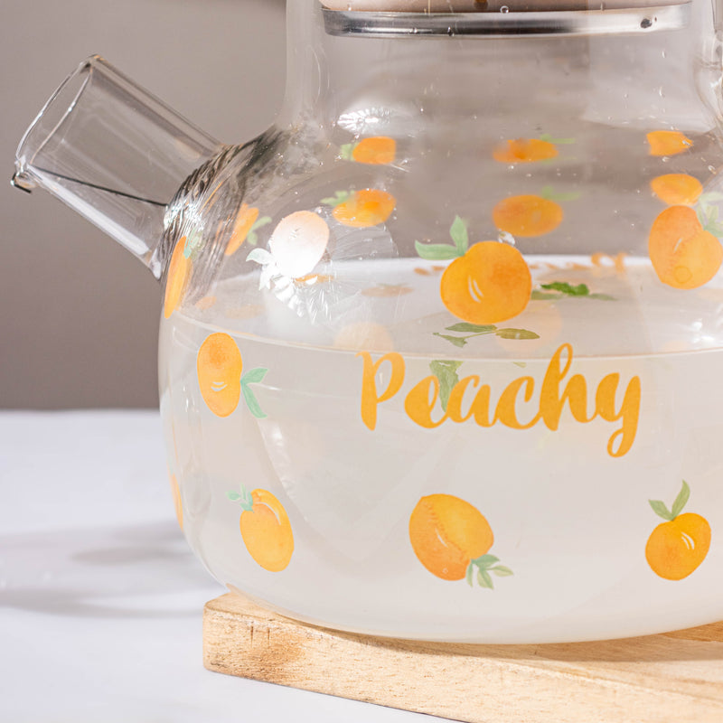 Peach Glass Teapot Orange- Kettle for tea, pot for coffee, teapot | Jug for Dining table & Home decor