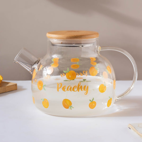 Peach Glass Teapot Orange- Kettle for tea, pot for coffee, teapot | Jug for Dining table & Home decor