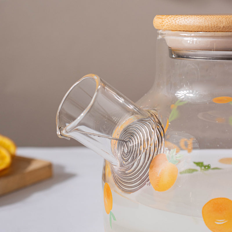 Peach Glass Teapot Orange- Kettle for tea, pot for coffee, teapot | Jug for Dining table & Home decor