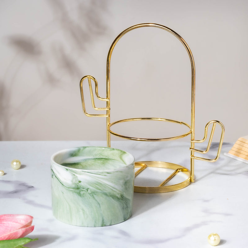 Cacti Frame Marble Ceramic Planter Green - Indoor planters and flower pots | Home decor items