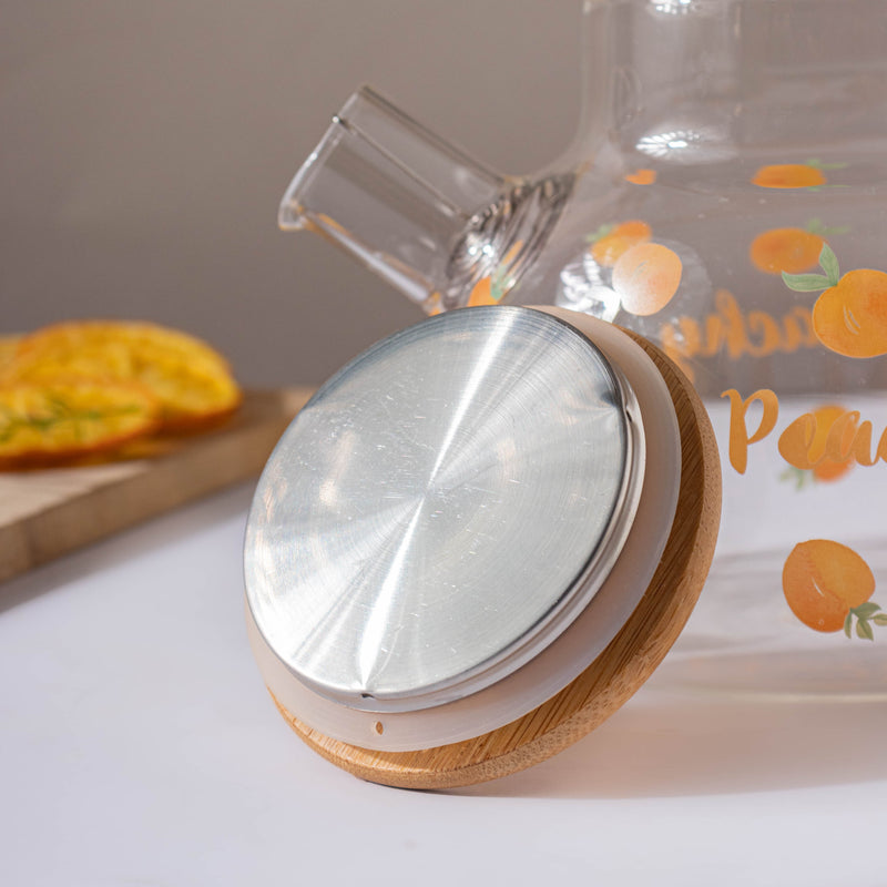 Peach Glass Teapot Orange- Kettle for tea, pot for coffee, teapot | Jug for Dining table & Home decor