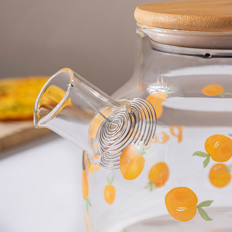Peach Glass Teapot Orange- Kettle for tea, pot for coffee, teapot | Jug for Dining table & Home decor