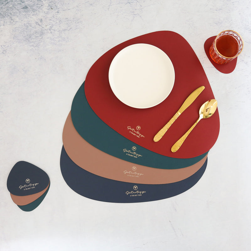 Maroon Leather Dinner Mat Set of 4