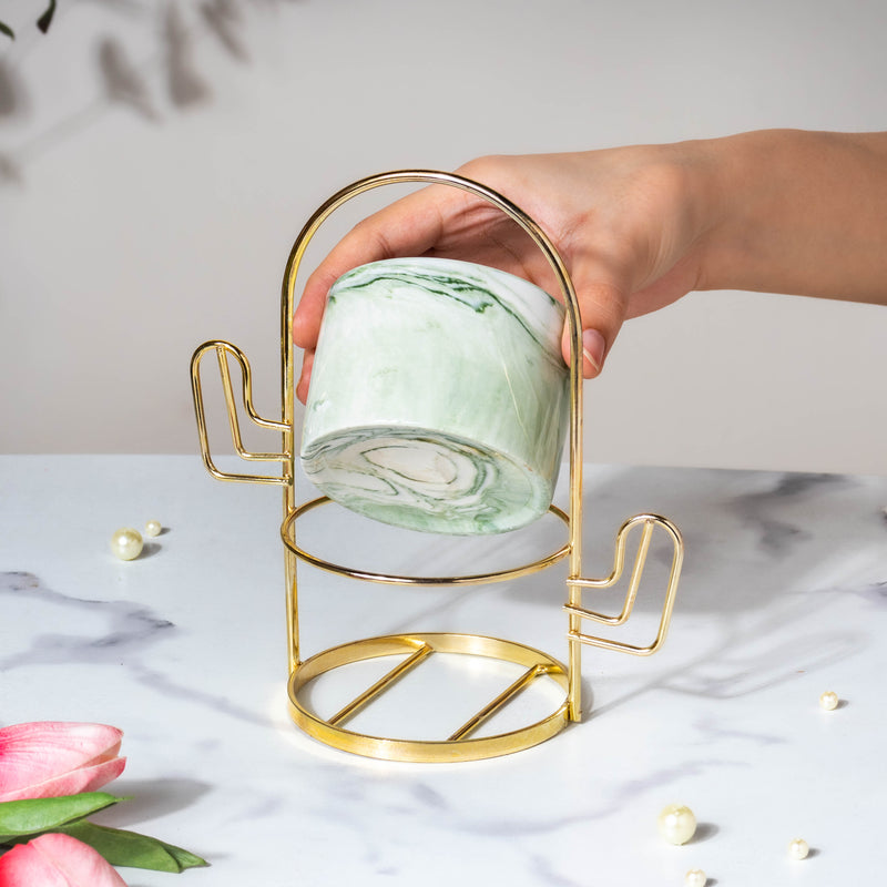 Cacti Frame Marble Ceramic Planter Green - Indoor planters and flower pots | Home decor items