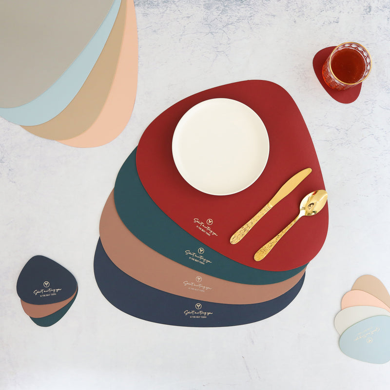 Grey Leather Dinner Mat Set of 4