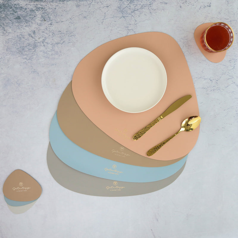 Beige Leather Dinner Mat Set of 4