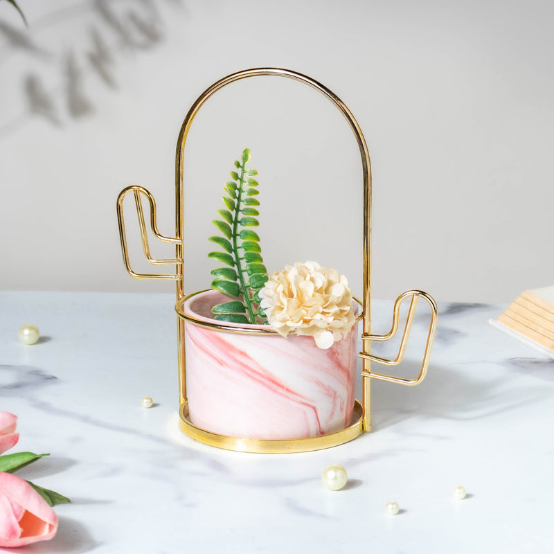 Cacti Frame Marble Ceramic Planter Pink - Indoor planters and flower pots | Home decor items