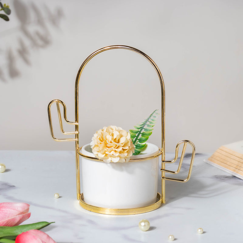 Cacti Frame Ceramic Planter White - Indoor planters and flower pots | Home decor items