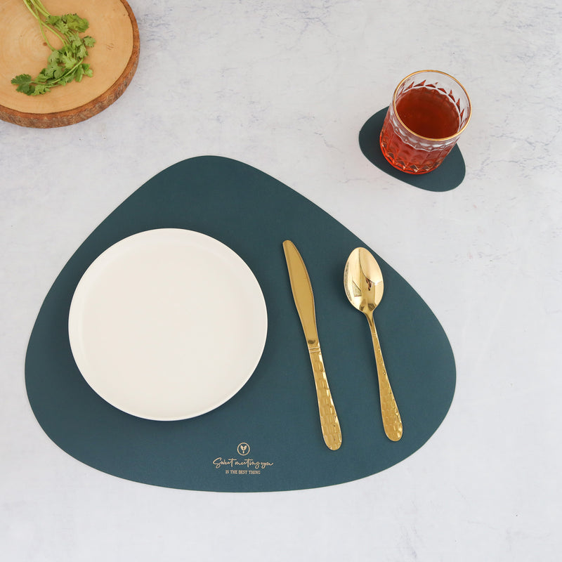 Dark Green Leather Dinner Mat Set of 4