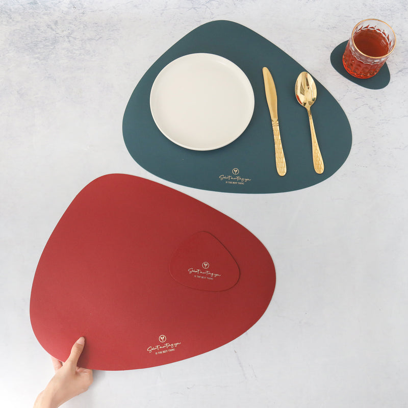 Dark Green Leather Dinner Mat Set of 4