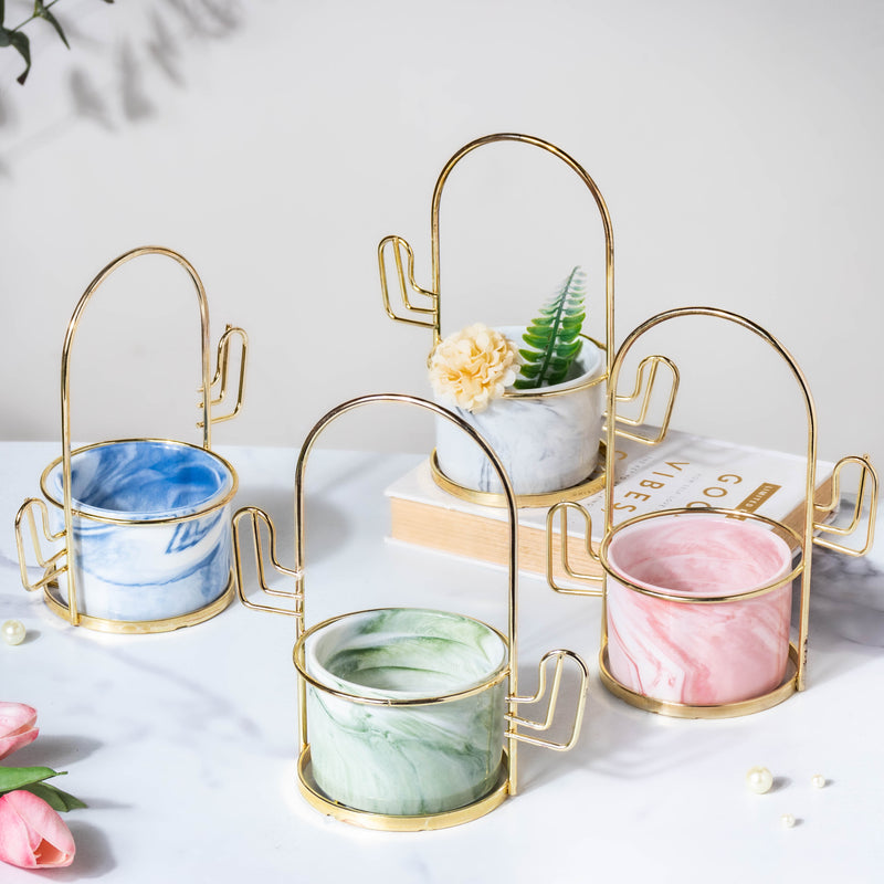 Cacti Frame Marble Ceramic Planter Green - Indoor planters and flower pots | Home decor items